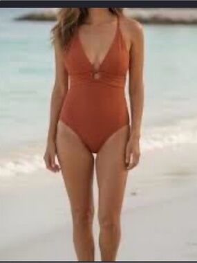 KONA SOL One-Piece V-Neck halter swimsuit size small